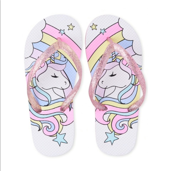 unicorn flip flops children's place